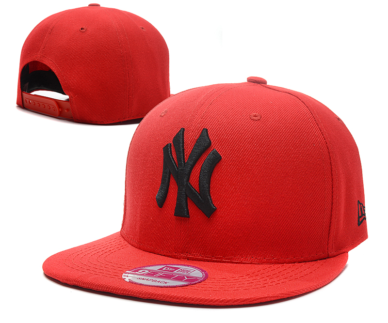 Yankees Team Black Logo Red Adjustable Hat SG