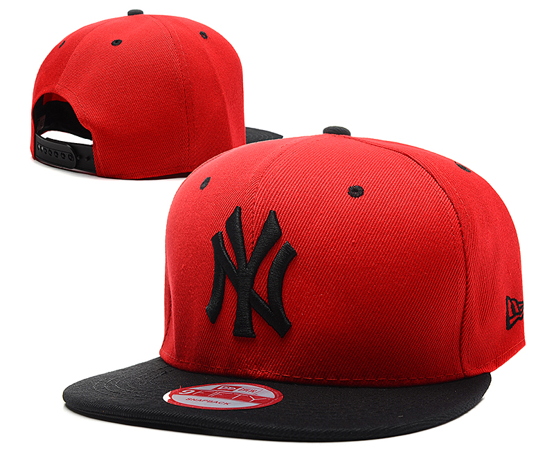 Yankees Team Black Logo Red Black Adjustable Hat SG