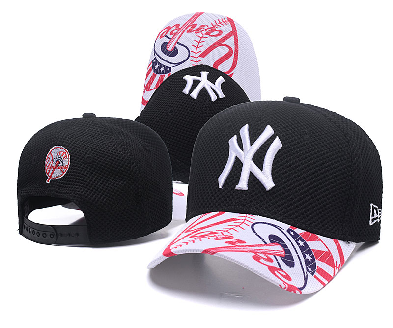 Yankees Team Logo Black Peaked Adjustable Hat TX