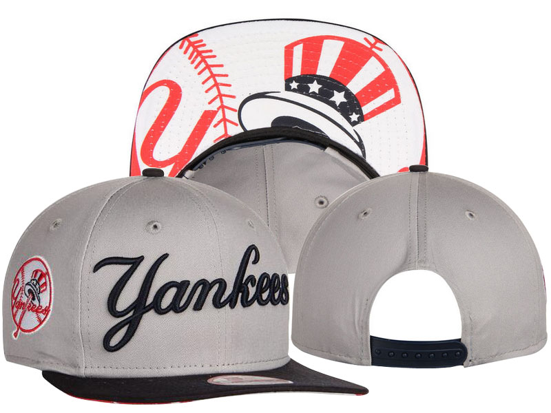 Yankees Team Logo Gray Adjustable Hat LT