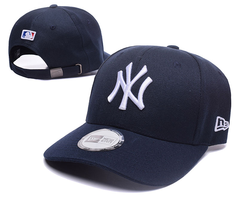 Yankees Team Logo Navy Peaked Adjustable Hat TX