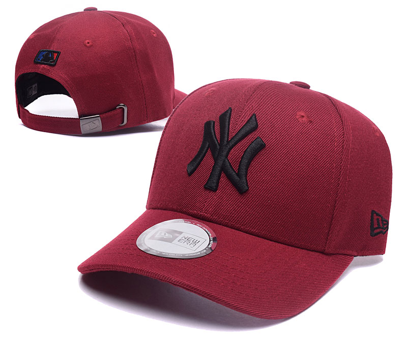 Yankees Team Logo Rose Red Peaked Adjustable Hat TX
