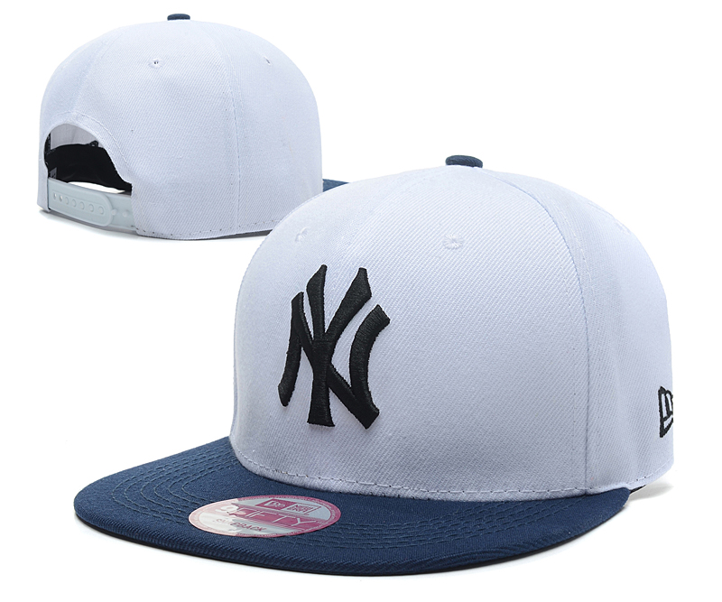 Yankees Team Logo White Navy Adjustable Hat SG