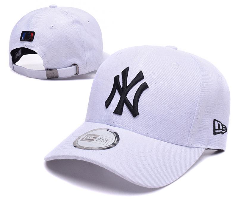 Yankees Team Logo White Peaked Adjustable Hat TX