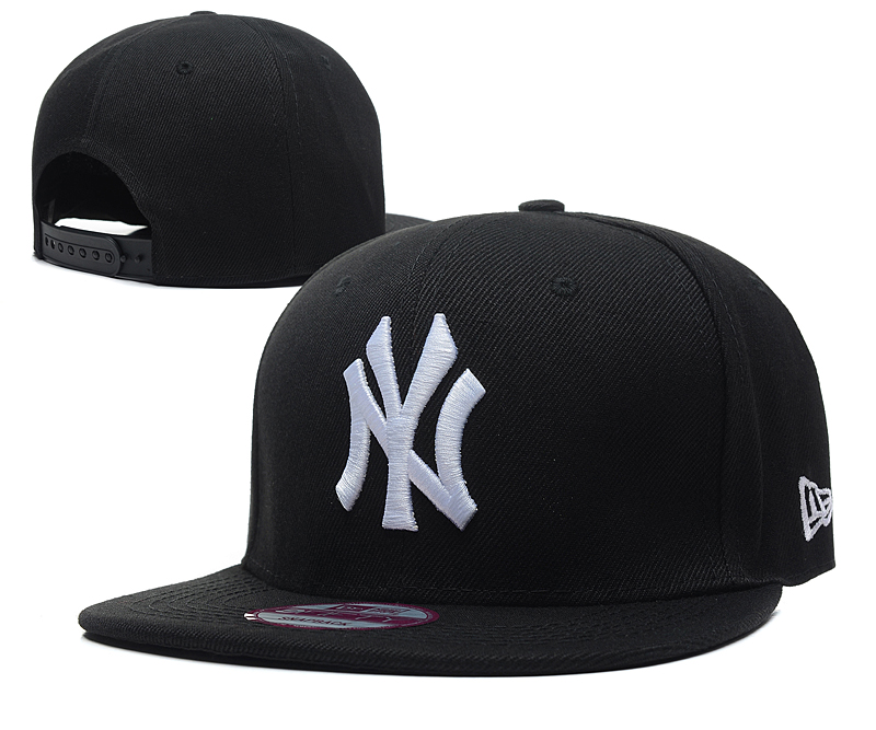 Yankees Team White Logo Black Adjustable Hat SG