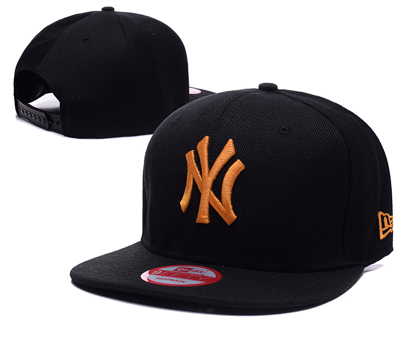 Yankees Team Yellow Logo Black Adjustable Hat SG