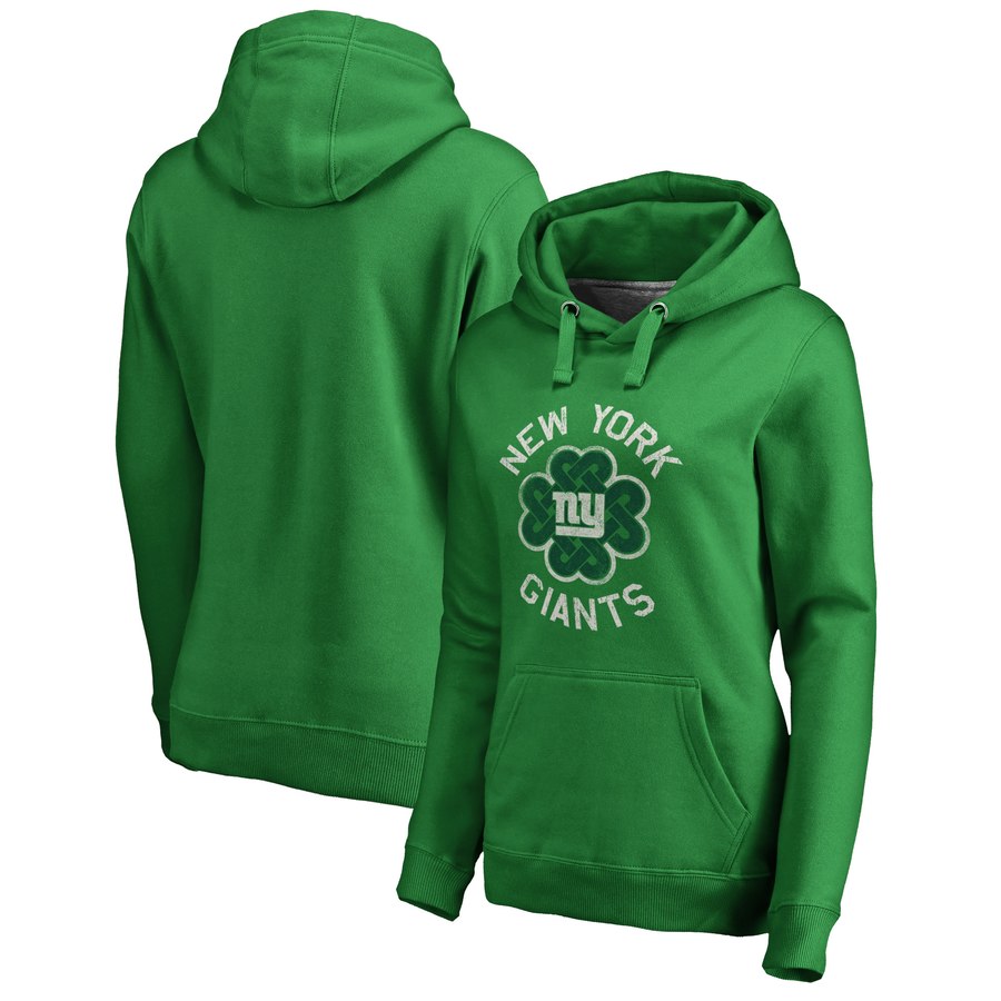 New York Giants NFL Pro Line by Fanatics Branded Women's St. Patrick's Day Luck Tradition Pullover Hoodie Kelly Green