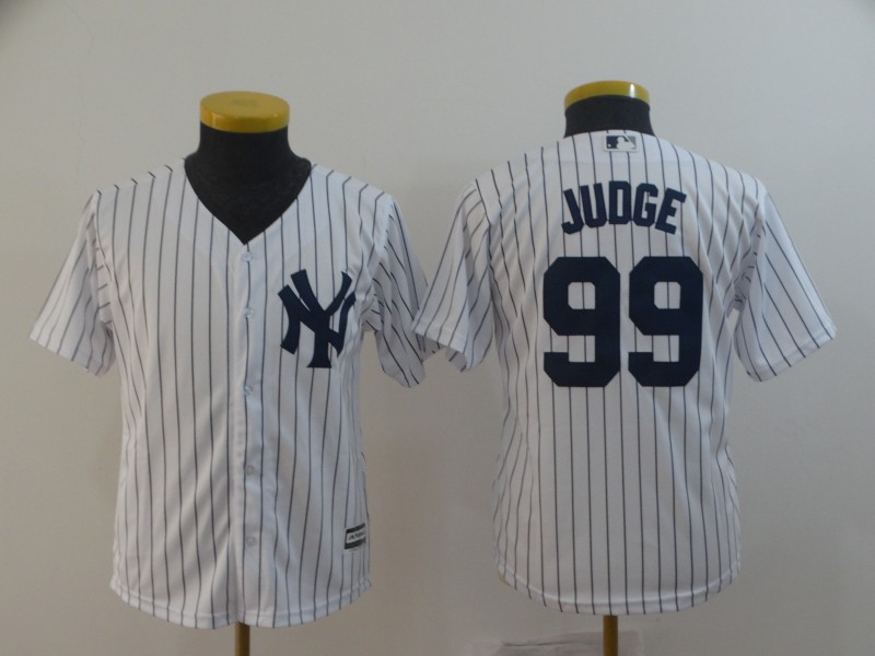 Yankees 99 Aaron Judge White Youth Cool Base Jersey