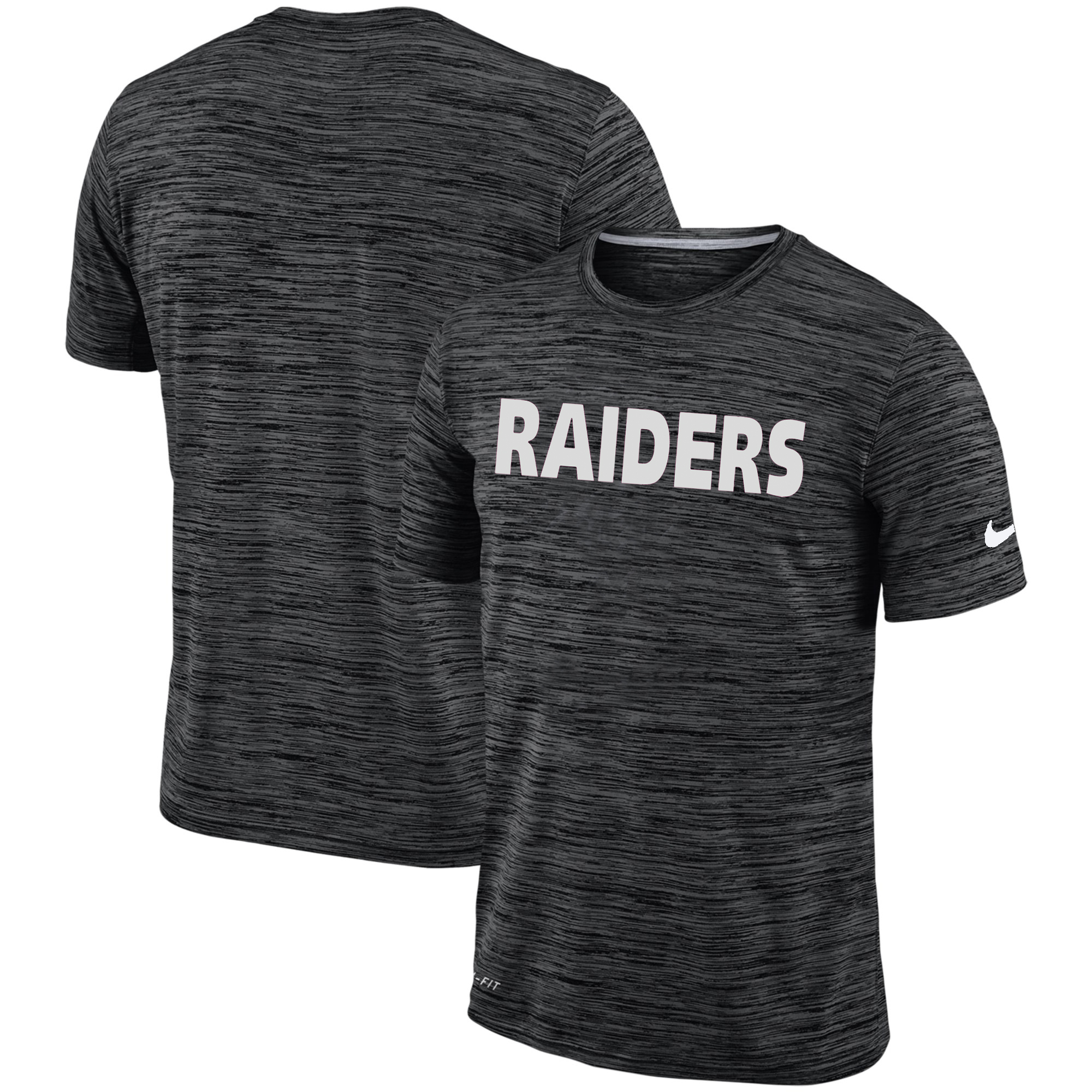 Men's Oakland Raiders Nike Black Velocity Performance T-Shirt - Click Image to Close