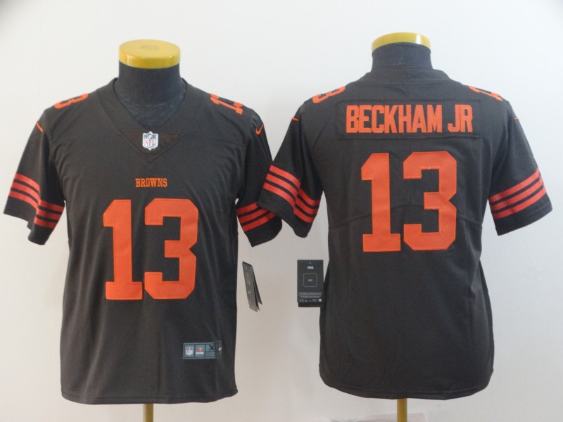 Nike Browns 13 Odell Beckham Jr Brown Youth Color Rush Limited Jersey - Click Image to Close