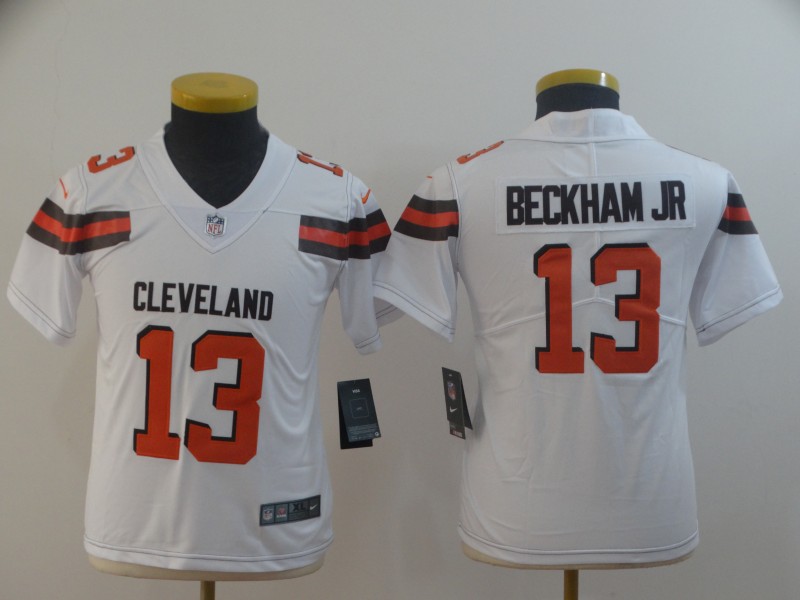 Nike Browns 13 Odell Beckham Jr White Youth Vapor Untouchable Limited Jersey - Click Image to Close