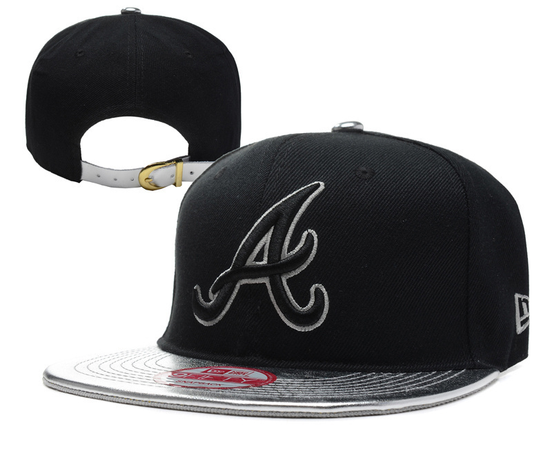 Braves Team Logo Silver Black Adjustable Hat YD