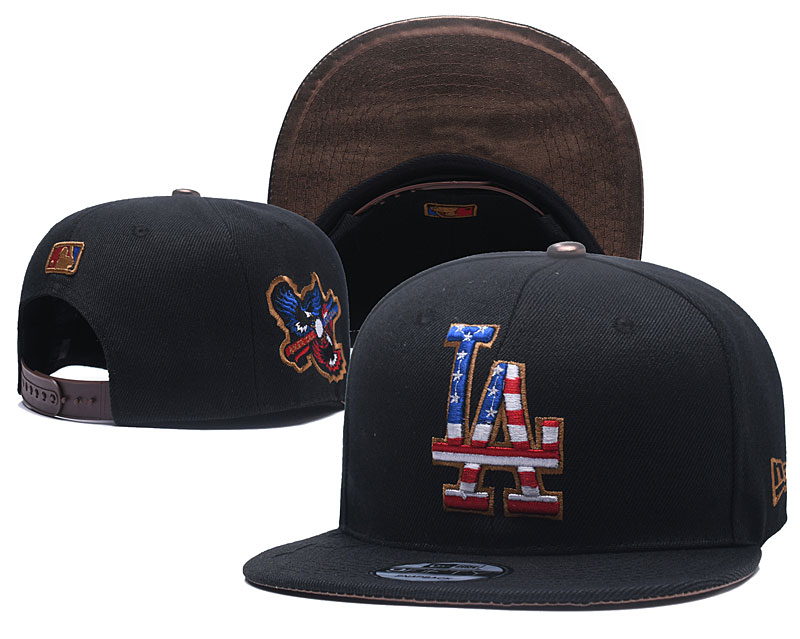 Dodgers Team Black USA Flag Adjustable Hat YD