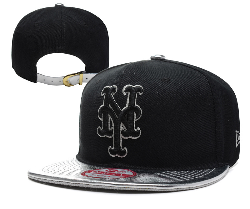 Mets Fresh Logo Black Adjustable Hat YD