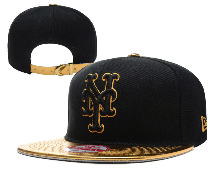 Mets Fresh Logo Black Yellow Adjustable Hat YD