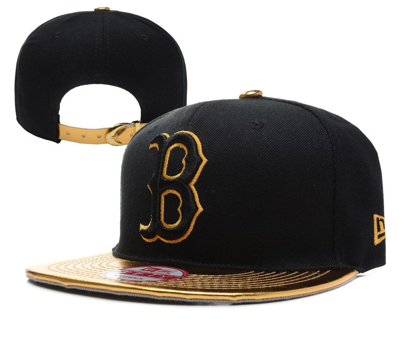 Red Sox Fresh Logo Black Yellow Adjustable Hat YD
