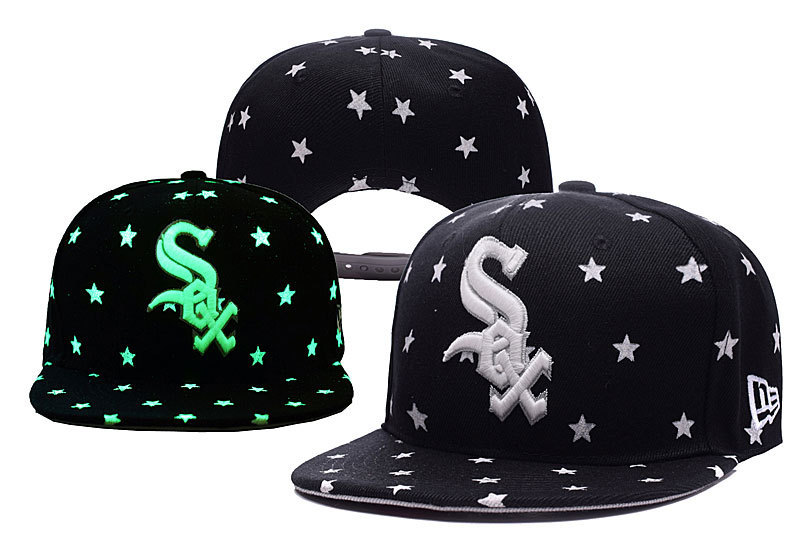 White Sox Team Logo Black With the Star Luminous Adjustable Hat YD