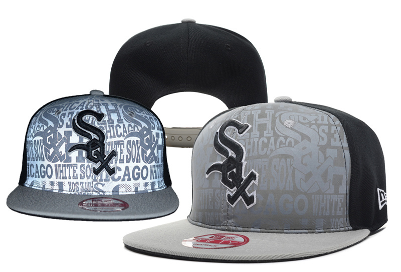 White Sox Team Logo Silver Black Hat Adjustable Hat YD