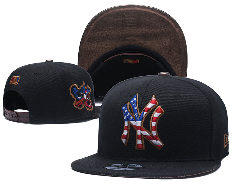 Yankees Team Logo Black USA Flag Adjustable Hat YD