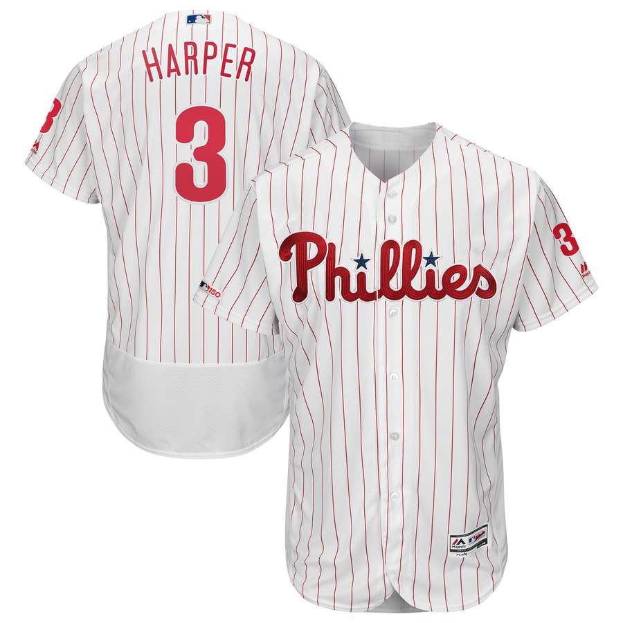Phillies 3 Bryce Harper White 150th Patch Flexbase Collection