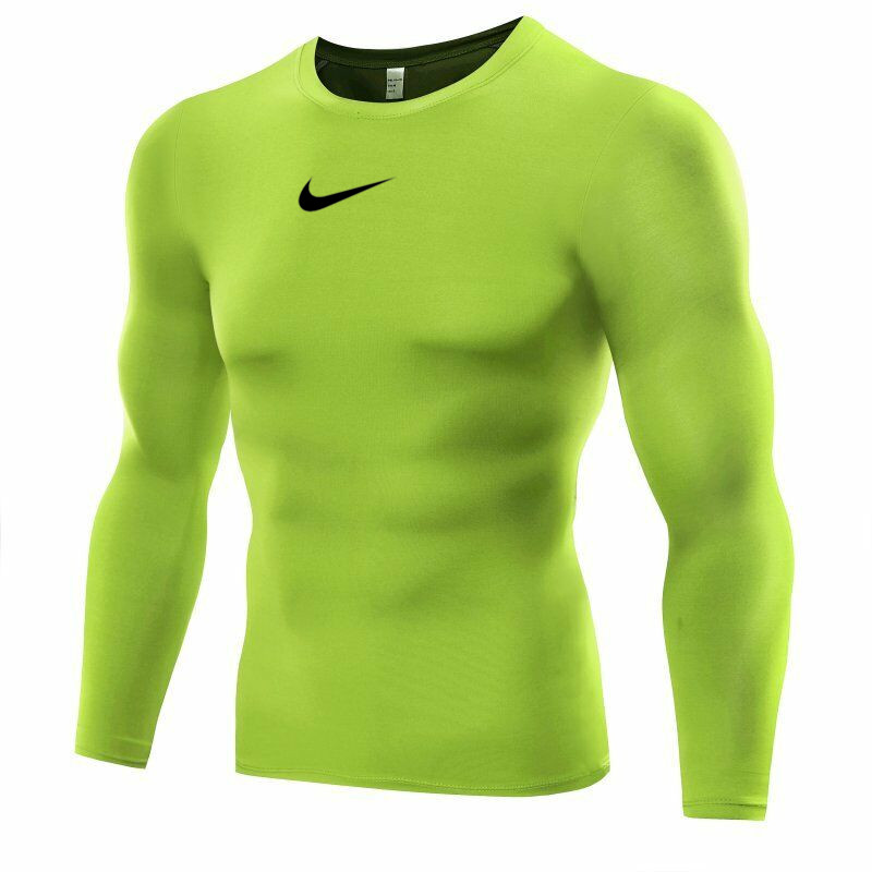 Men's Compression Base layer Body Armour Thermal Under Skin T-Shirt Green