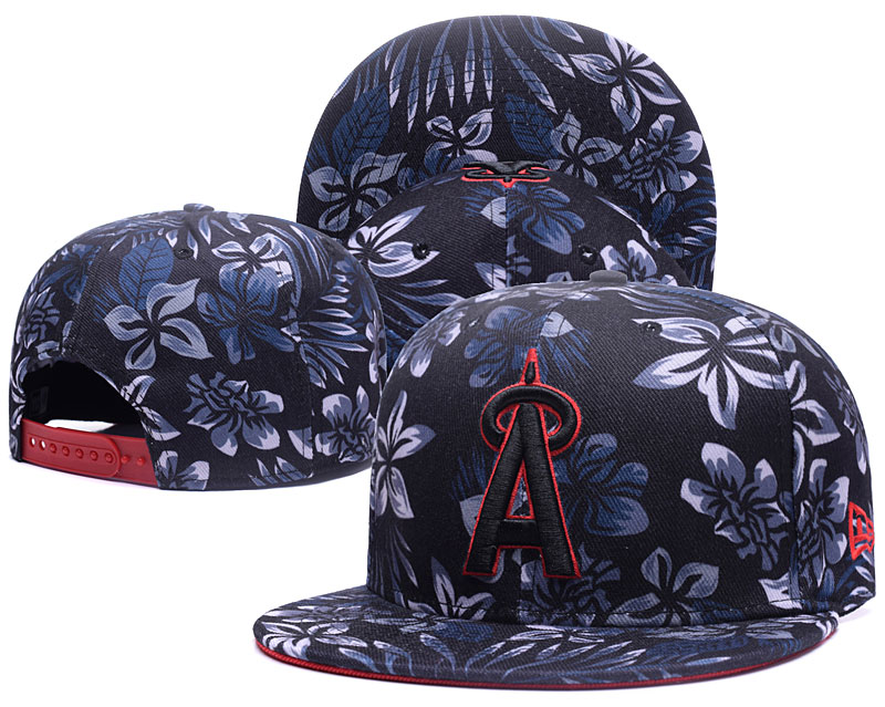Angels Team Logo Black With Flower Adjustable Hat GS
