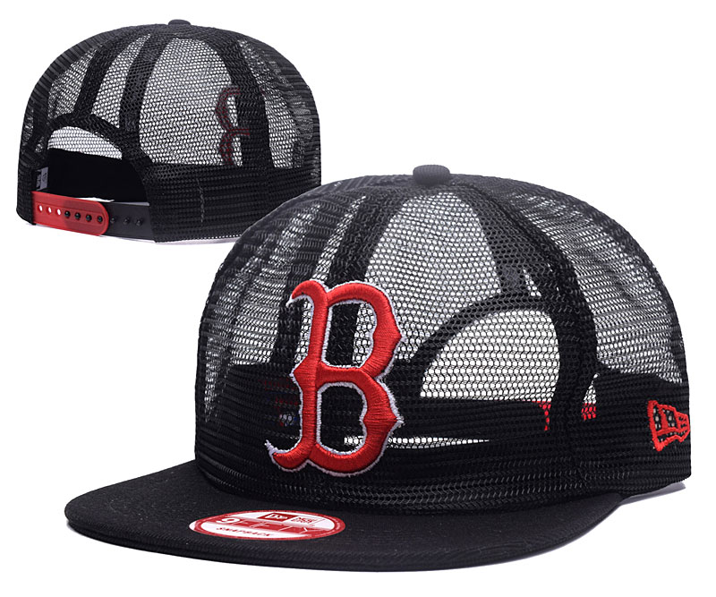 Red Sox Team Logo Black Mesh Adjustable Hat GS