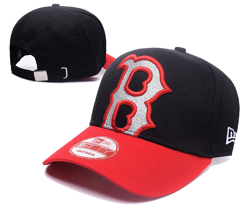 Red Sox Team Logo Black Speaked Adjustable Hat GS