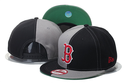 Red Sox Team Logo Gray Black Adjustable Hat GS