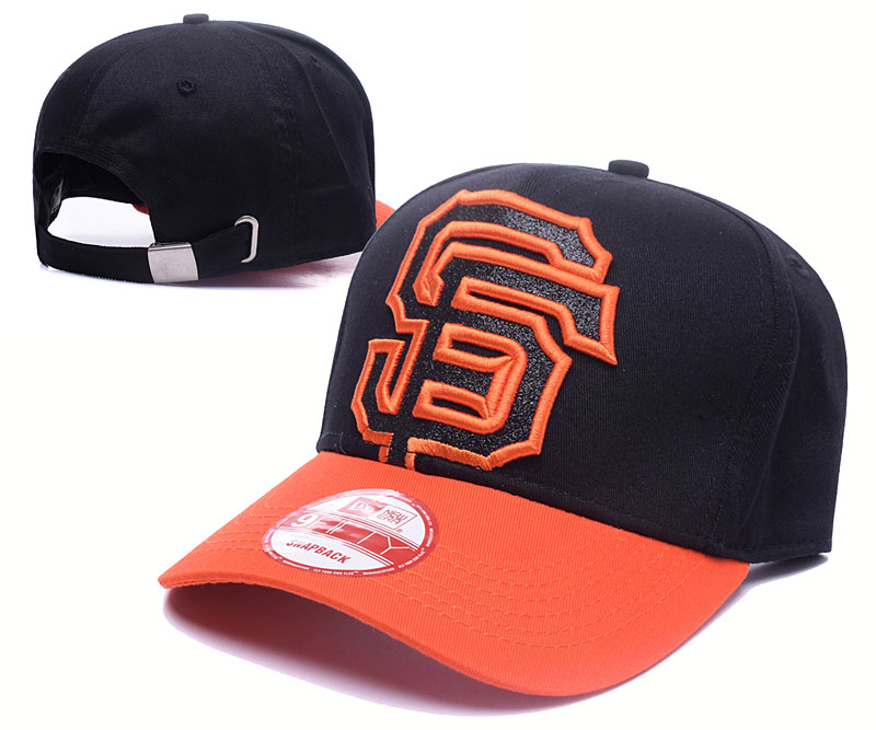 San Francisco Giants Team Logo Black Orange Peaked Adjustable Hat GS
