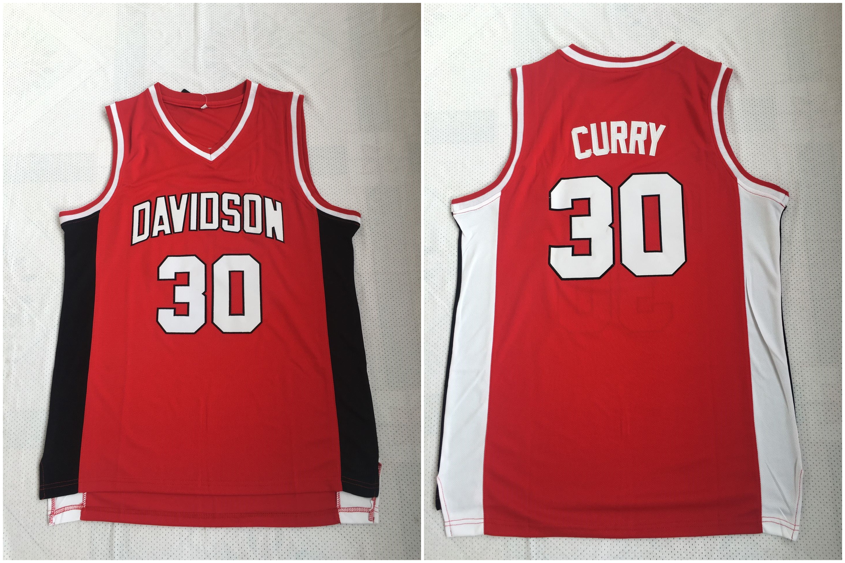 Davidson Wildcat 30 Stephen Curry Red Stitched College Basketball Jersey