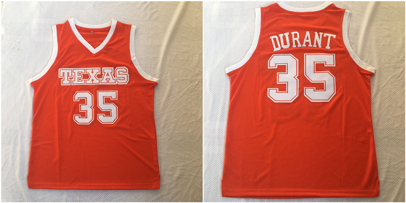 Texas Longhorns 35 Kevin Durant Orange Stitched College Basketball Jersey