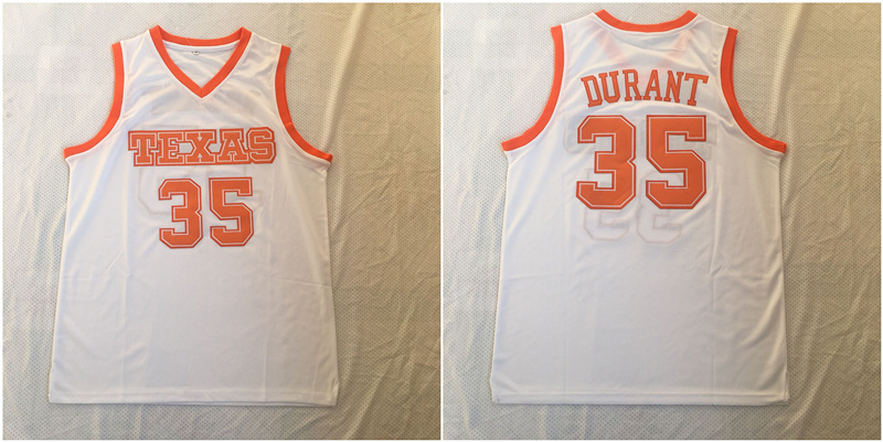 Texas Longhorns 35 Kevin Durant White Stitched College Basketball Jersey