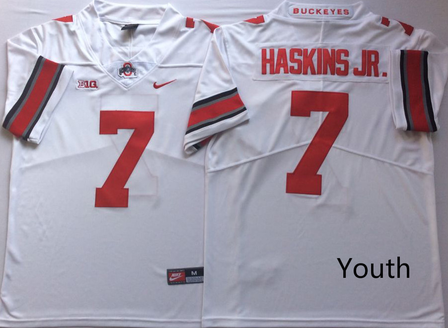 Ohio State Buckeyes 7 Dwayne Haskins Jr. White Youth College Football Jersey