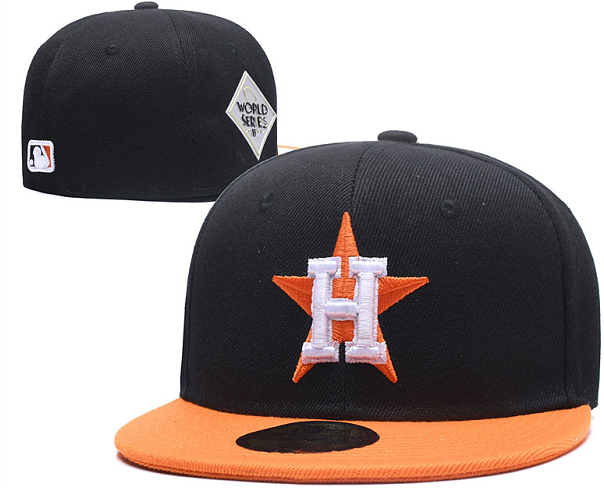 Astros Team Logo Black Fitted Hat LX - Click Image to Close