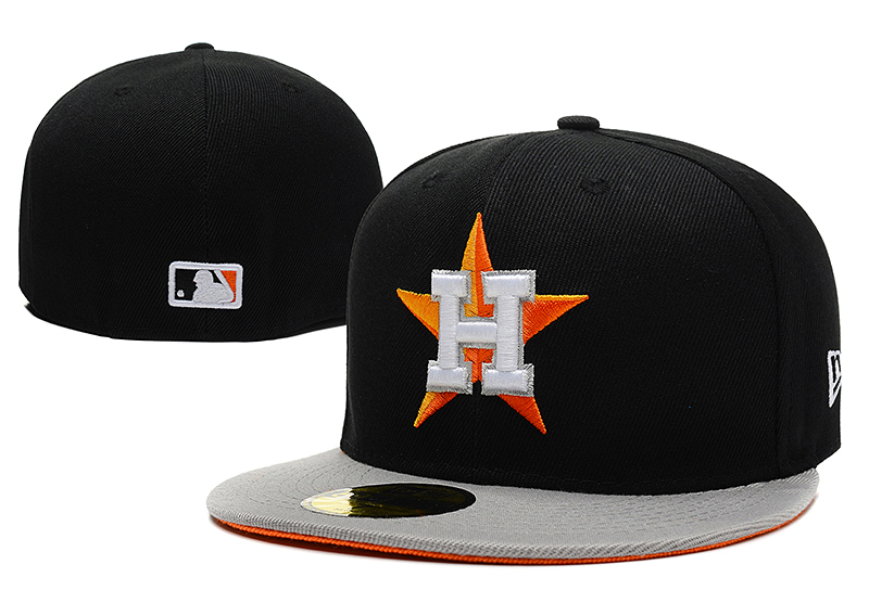 Astros Team Logo Black Gray Fitted Hat LX