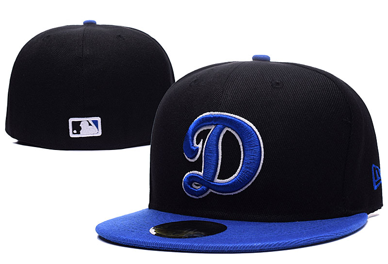 Dodgers Team Logo Black Royal Fitted Hat LX