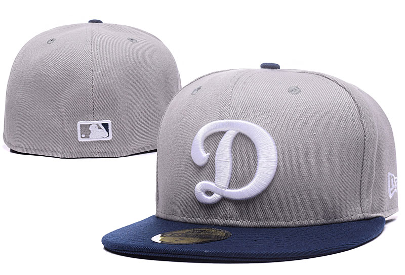 Dodgers Team Logo Gray Fitted Hat LX - Click Image to Close