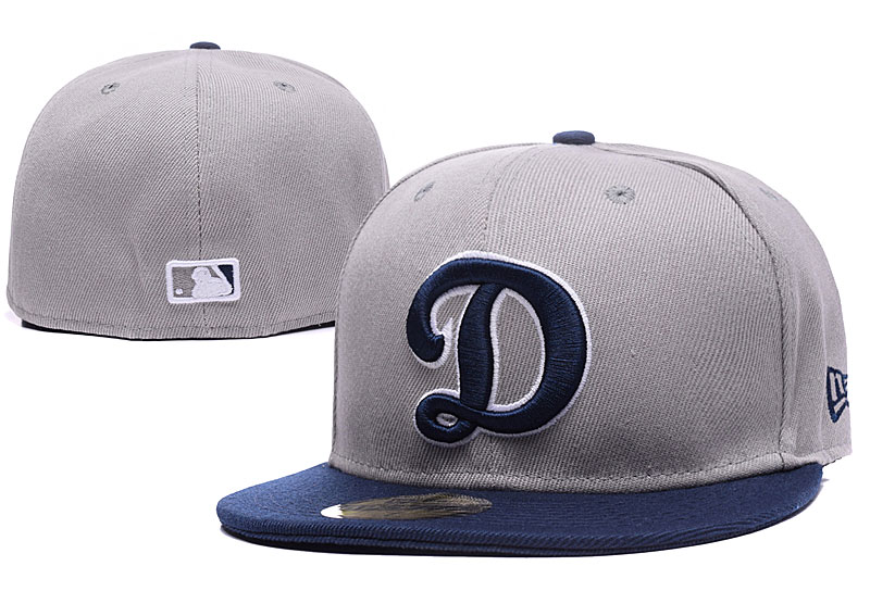 Dodgers Team Logo Gray Navy Fitted Hat LX