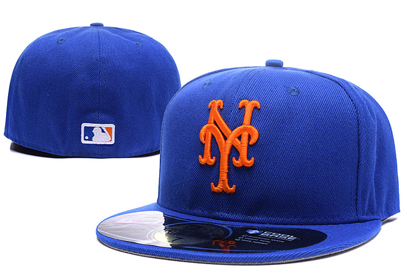 Mets Team Logo Royal Fitted Hat LX - Click Image to Close
