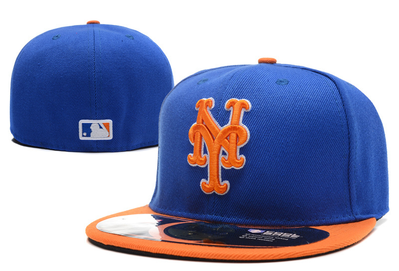 Mets Team Logo Royal Orange Fitted Hat LX