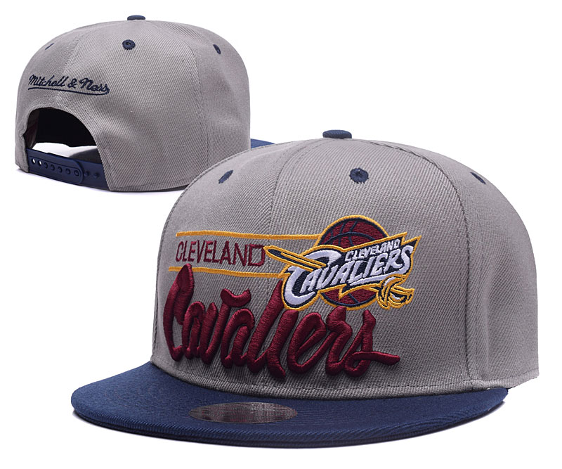 Cavaliers Team Logo Gray Navy Mitchell & Ness Adjustable Hat GS