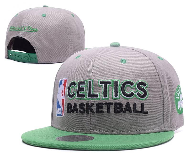 Celtics Team Logo Gray Green Mitchell & Ness Adjustable Hat GS