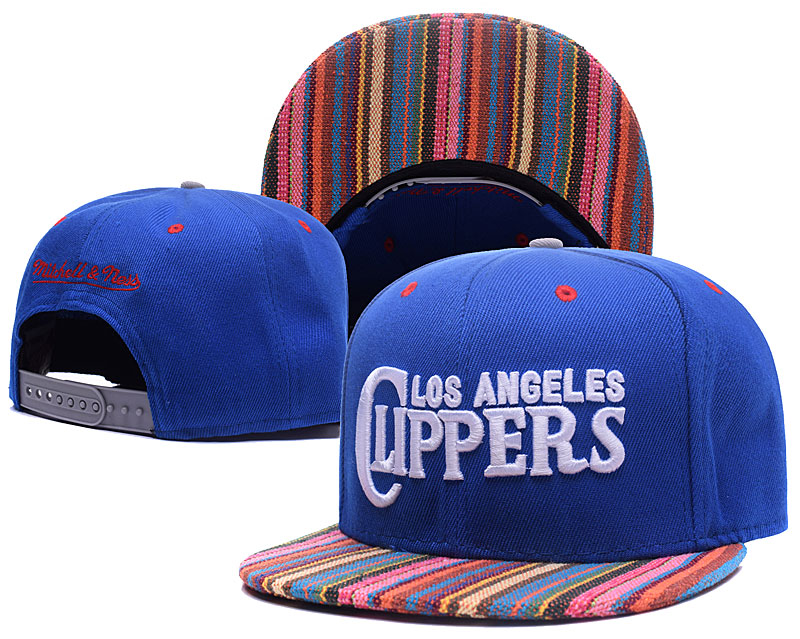 Clippers Team Logo Blue Colorful Stripe Mitchell & Ness Adjustable Hat GS