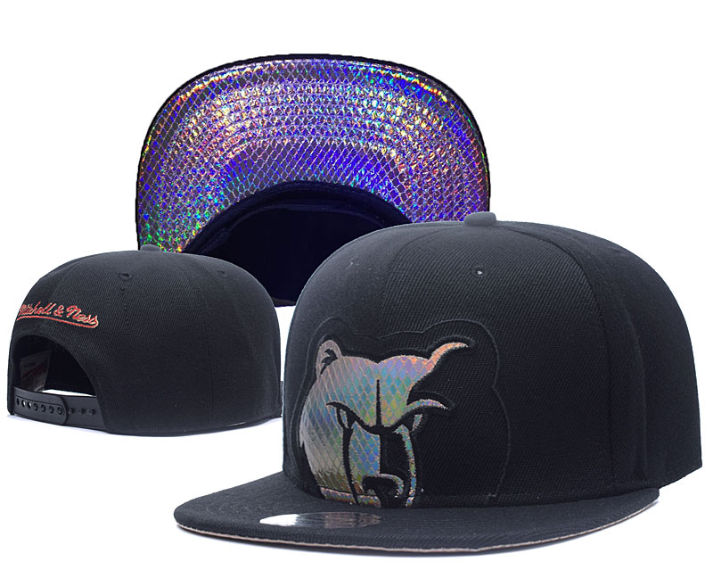 Grizzlies Team Logo Black Mitchell & Ness Adjustable Hat GS