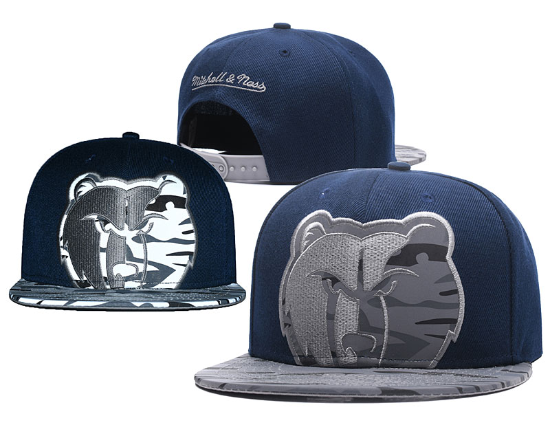 Grizzlies Team Logo Navy Mitchell & Ness Adjustable Hat GS