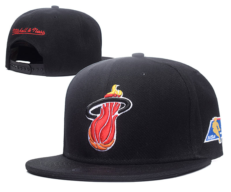 Heat Team Logo Black Mitchell & Ness Adjustable Hat GS