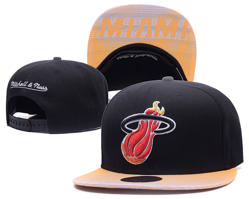 Heat Team Logo Black Orange Mitchell & Ness Adjustable Hat GS