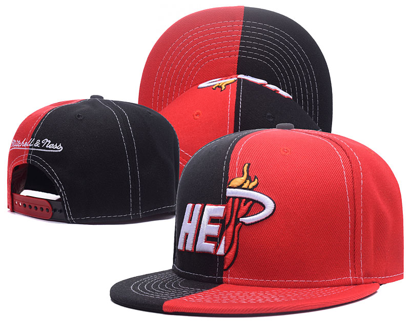 Heat Team Logo Black Red Mitchell & Ness Adjustable Hat GS