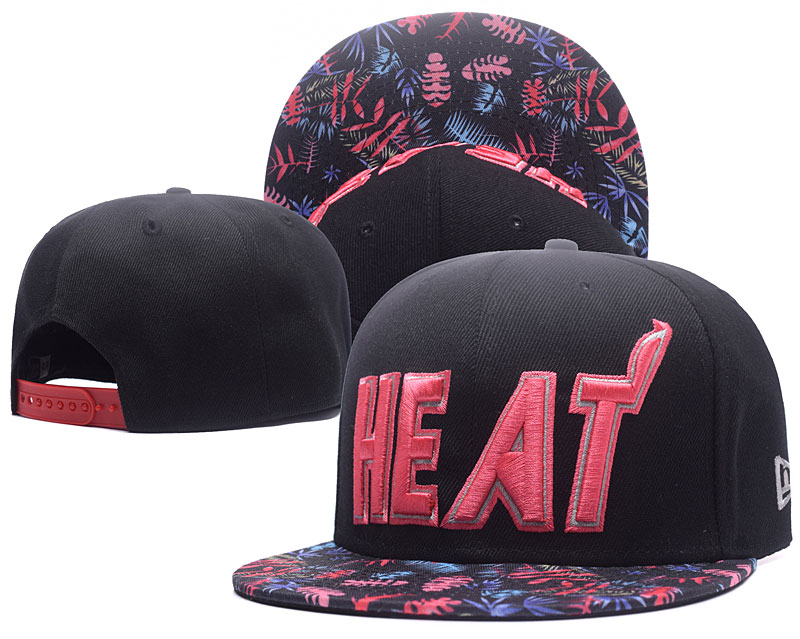 Heat Team Logo Black With Flower Pattern Adjustable Hat GS